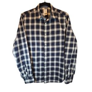 GAP Mens M Button Down Shirt Blue Plaid Long Sleeve Front Pocket Casual Colorful
